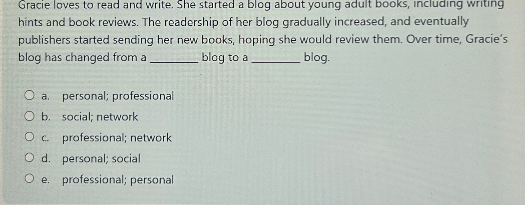  Gracie loves to read and write. She started a blog about