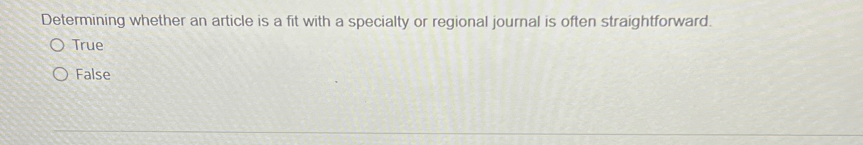  Determining whether an article is a fit with a specialty or