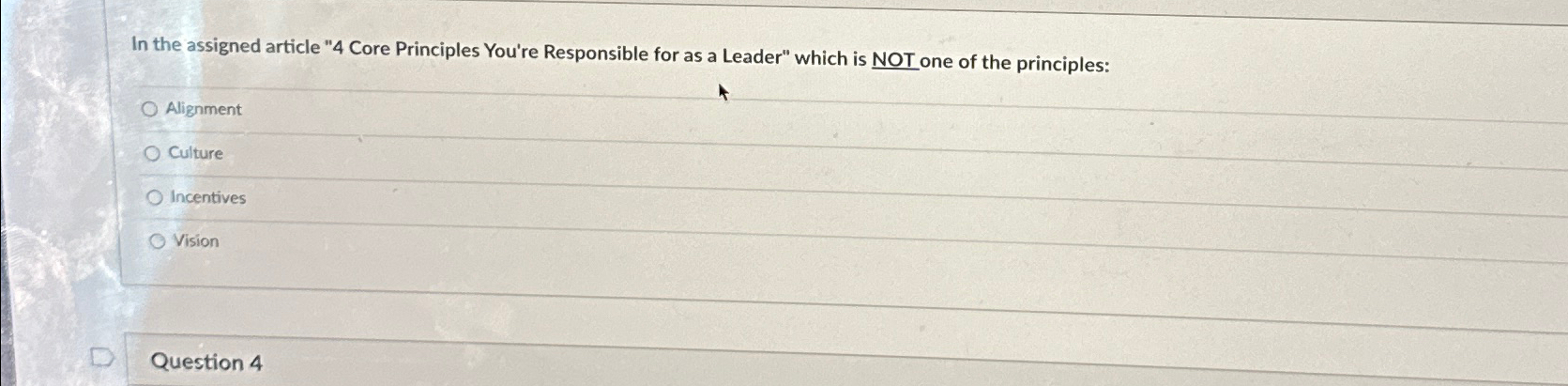  In the assigned article "4 Core Principles You're Responsible for as