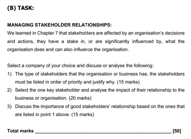 hey may I please be assisted with my assignment tasks B