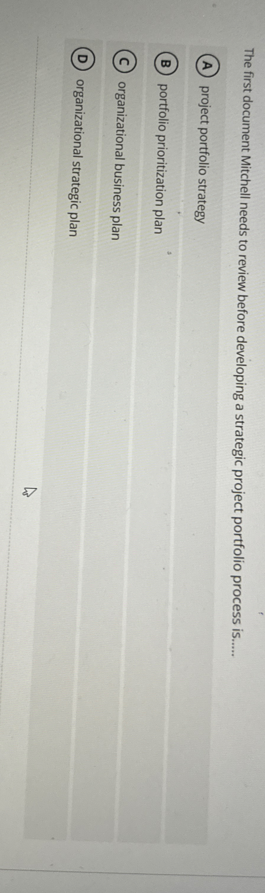  The first document Mitchell needs to review before developing a strategic