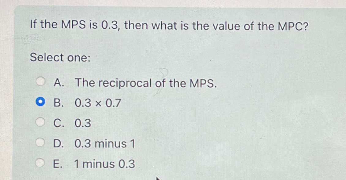  If the MPS is 0.3, then what is the value of