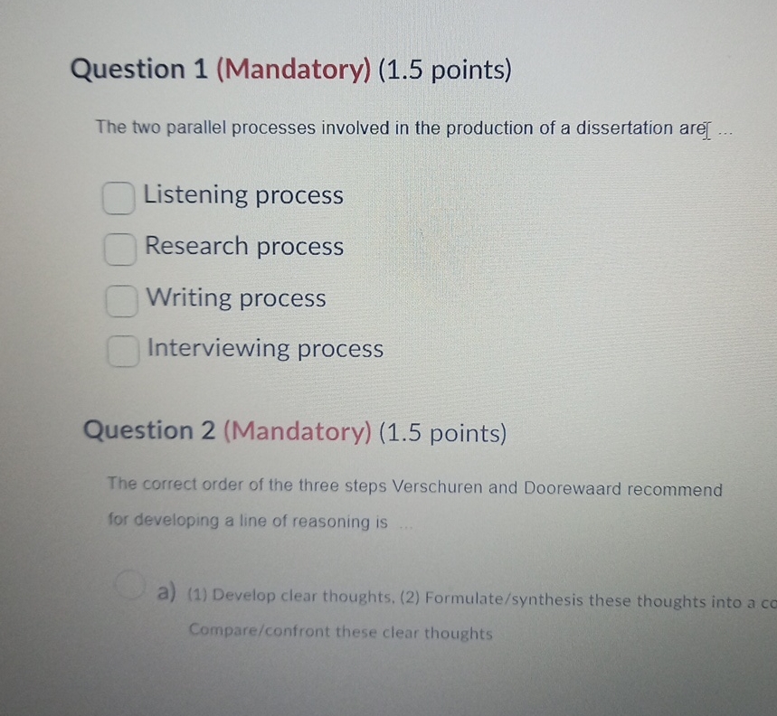  Question 1(Mandatory)(1.5 points) The two parallel processes involved in the production