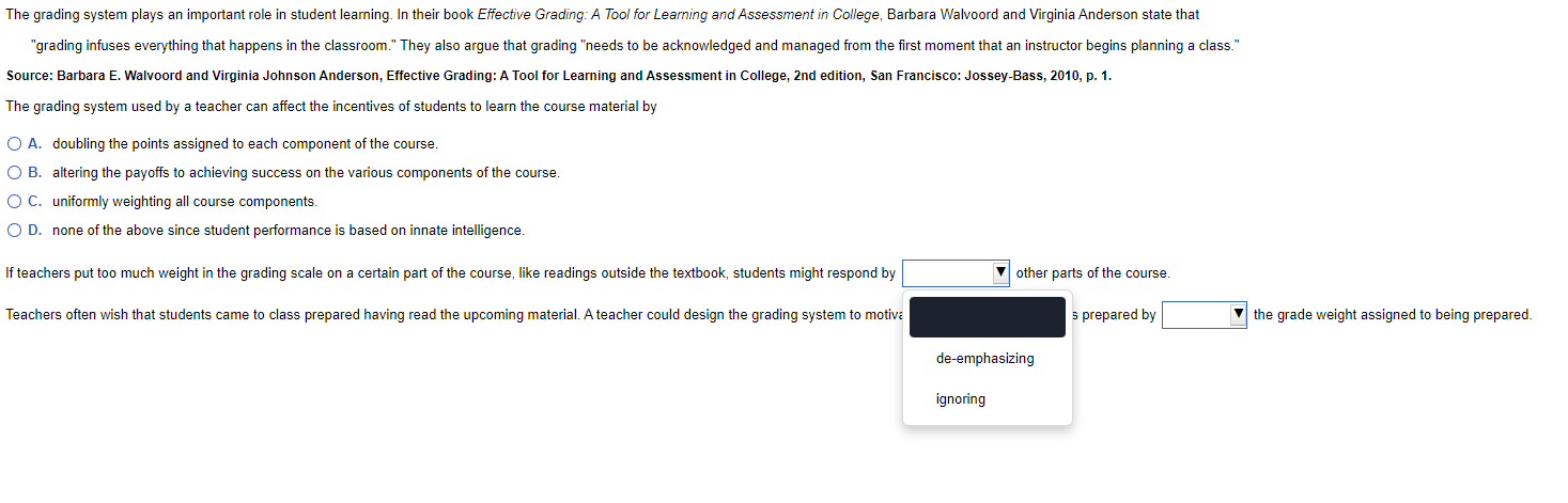 their book Effective Grading: A Tool for Learning and Assessment in College,