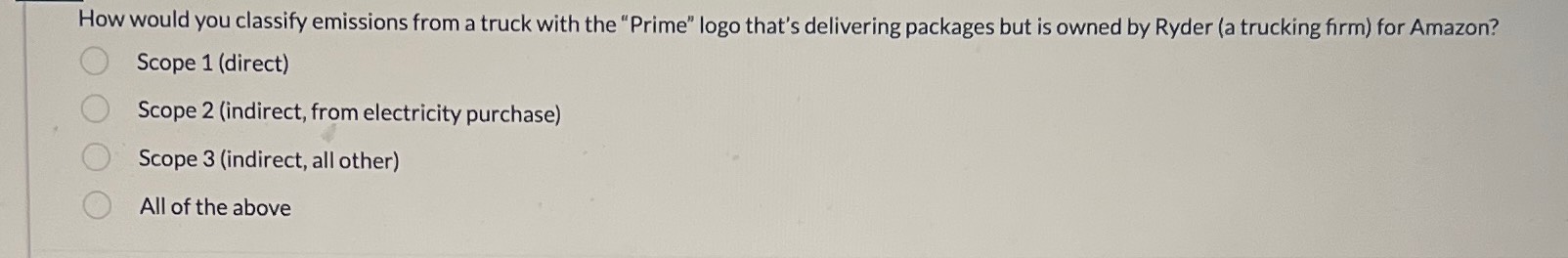  How would you classify emissions from a truck with the "Prime"