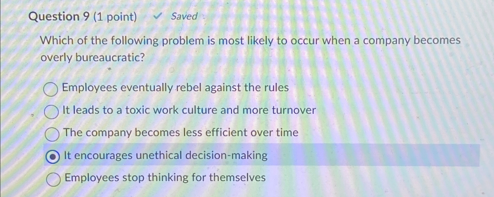  Question 9(1 point) Saved Which of the following problem is most