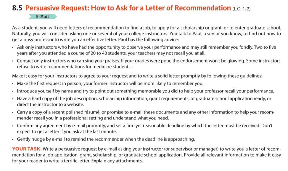 8.5 Persuasive Request: How to Ask for a Letter of Recommendation