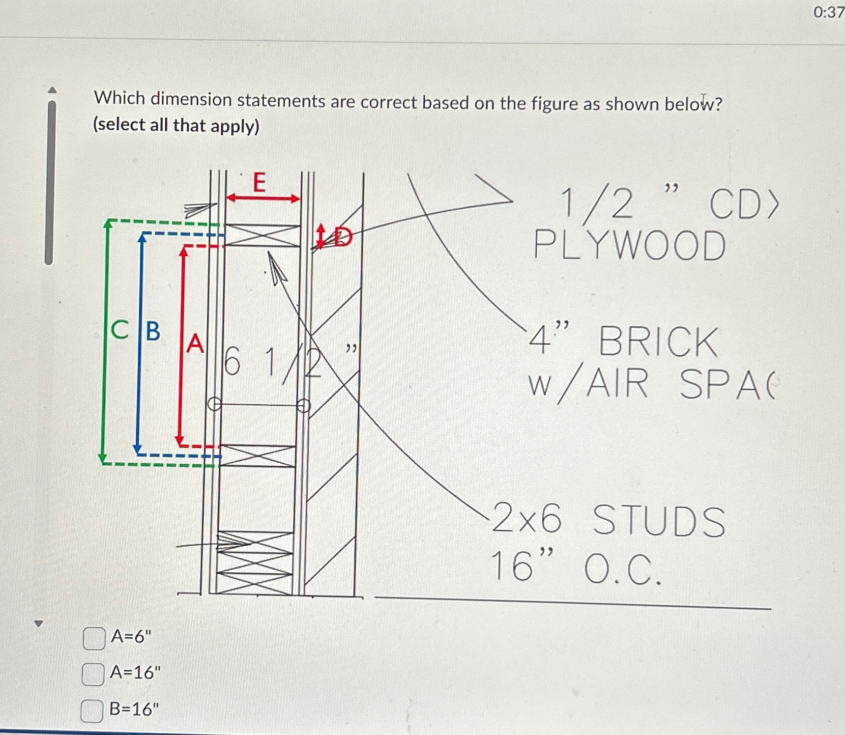  0:37 Which dimension statements are correct based on the figure as