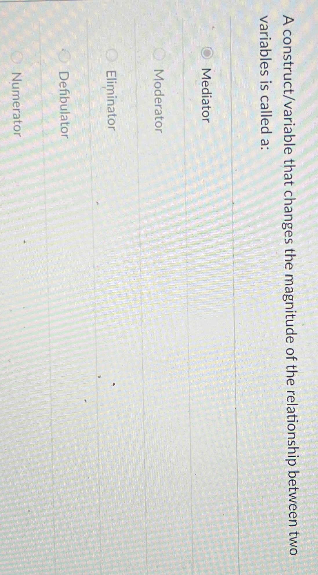  A construct/variable that changes the magnitude of the relationship between two