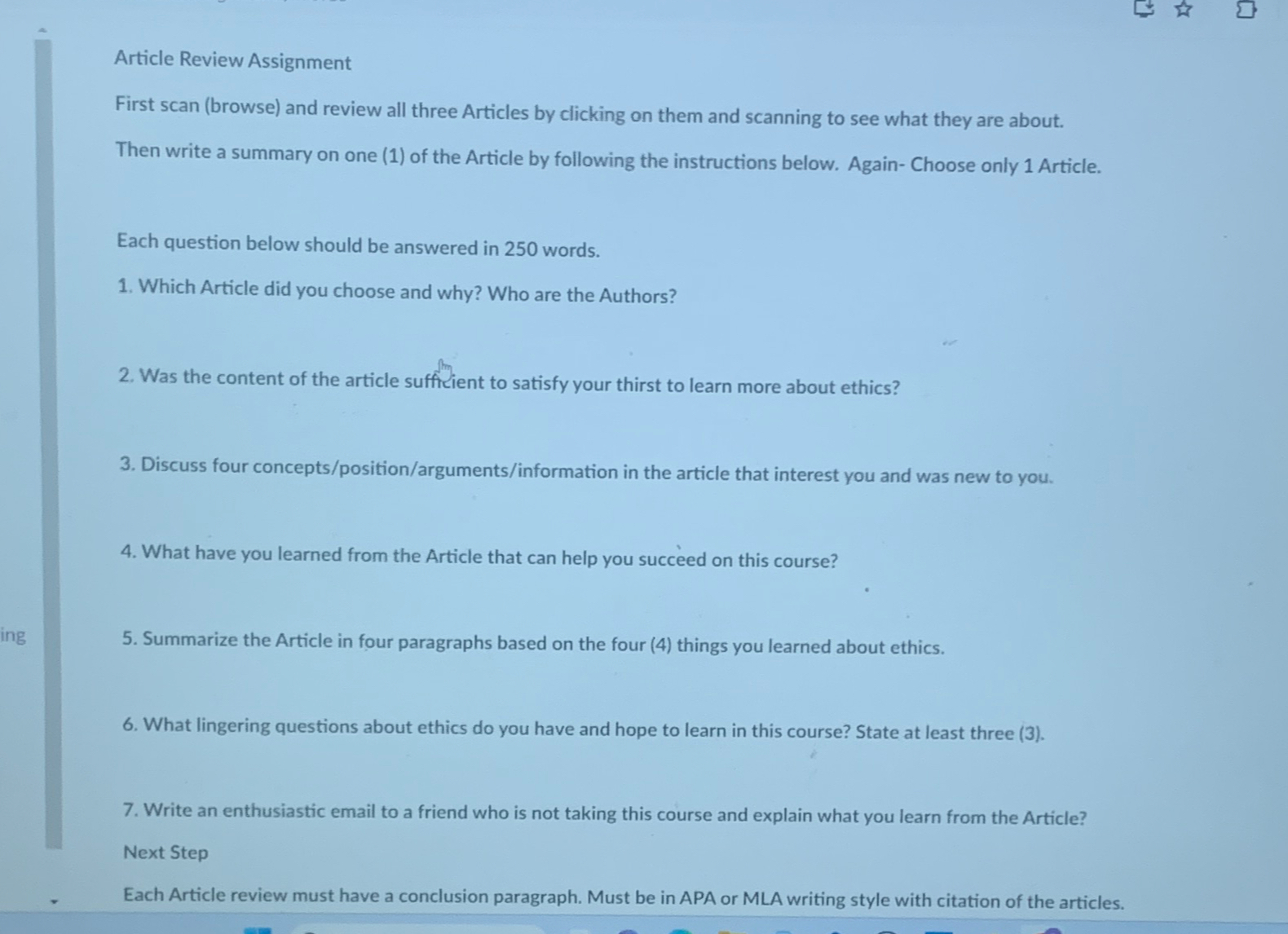  Article Review Assignment First scan (browse) and review all three Articles