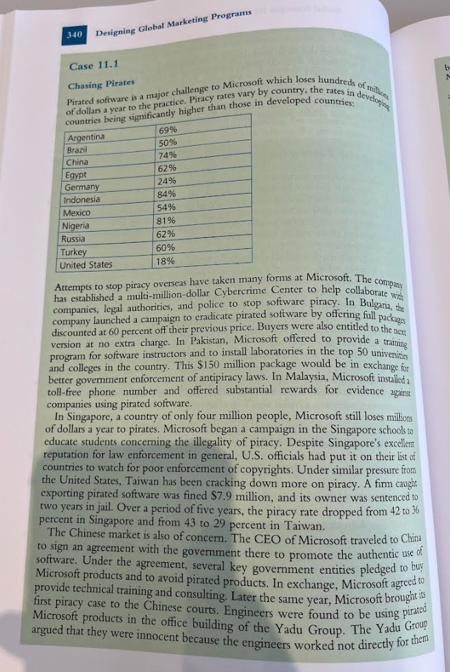  Chasing Pirates Pirated software is a major challenge to Microsoft which