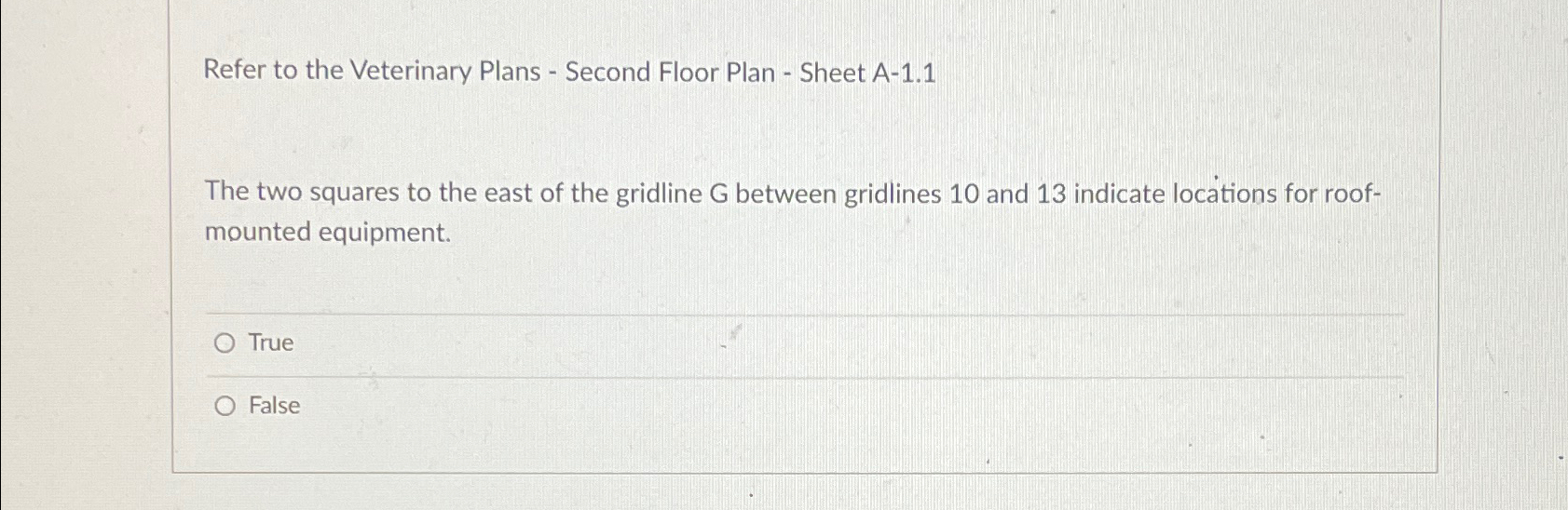  Refer to the Veterinary Plans - Second Floor Plan - Sheet