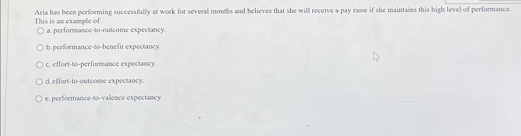  Aria has been performing successfully at work for several months and