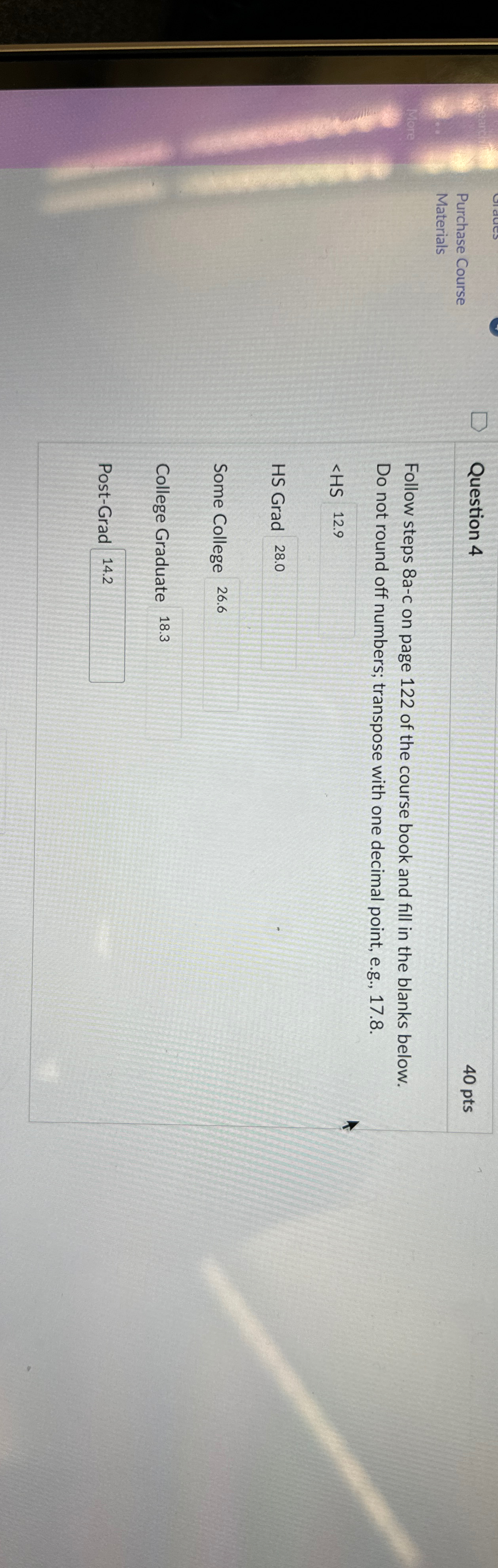  Purchase Course Materials Question 4 Follow steps 8a-c on page 122