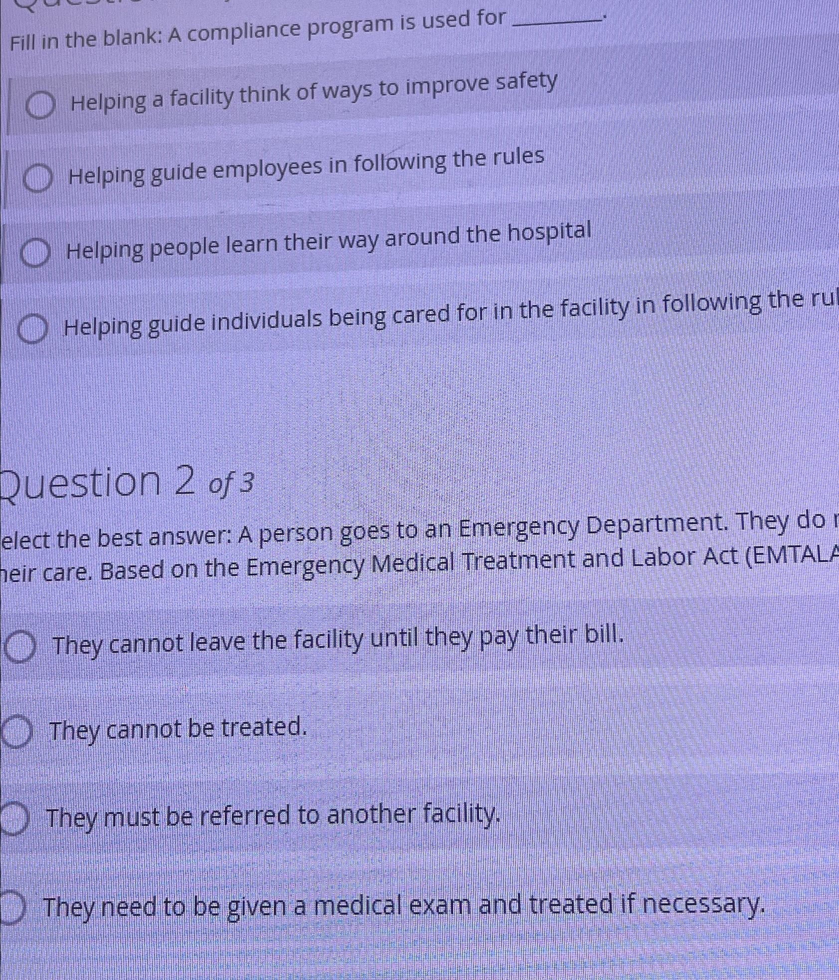  Fill in the blank: A compliance program is used for Helping