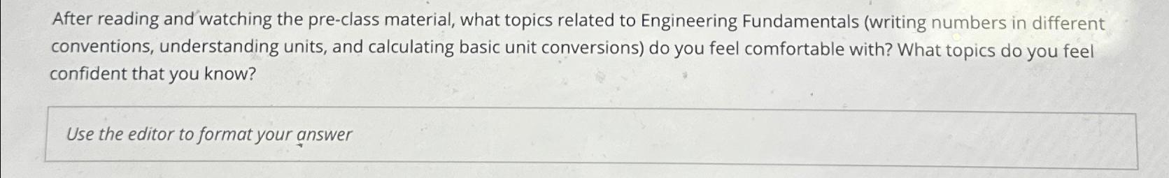  After reading and watching the pre-class material, what topics related to