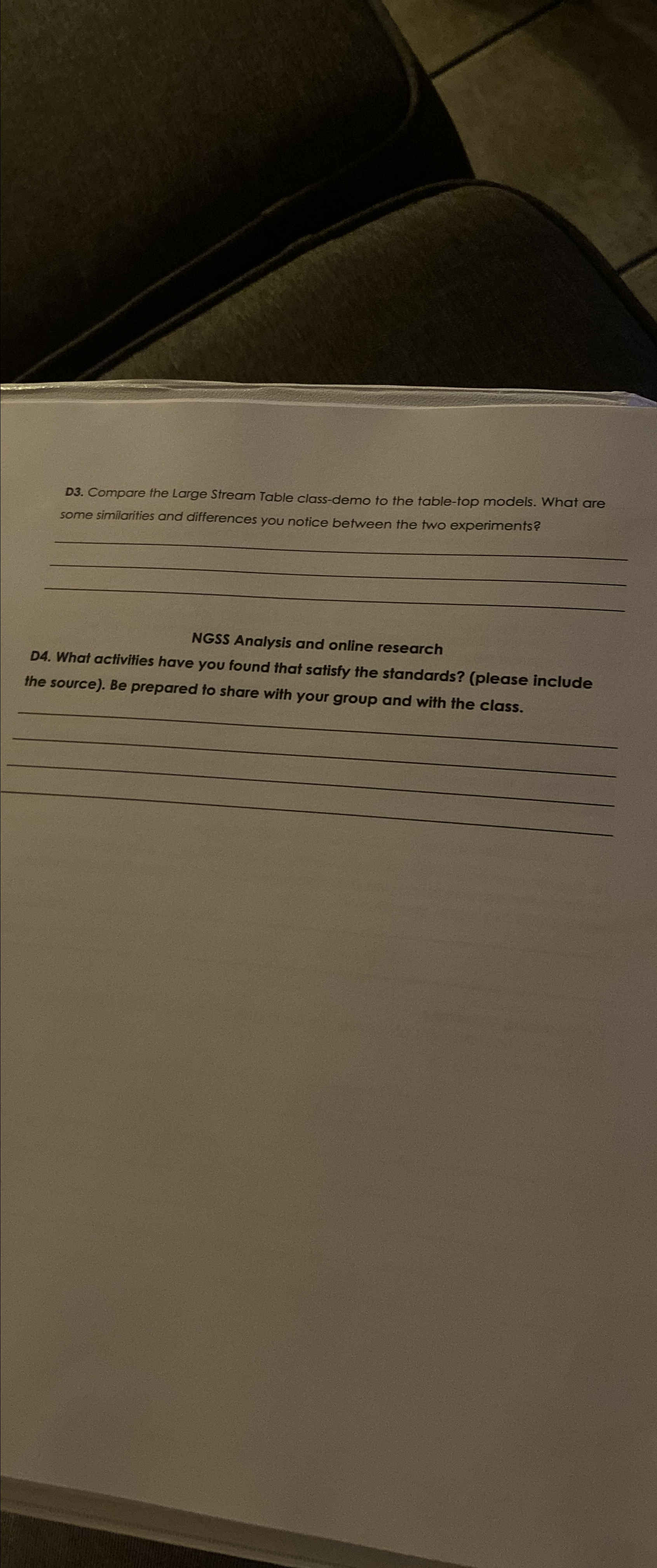  D3. Compare the Large Stream Table class-demo to the table-top models.