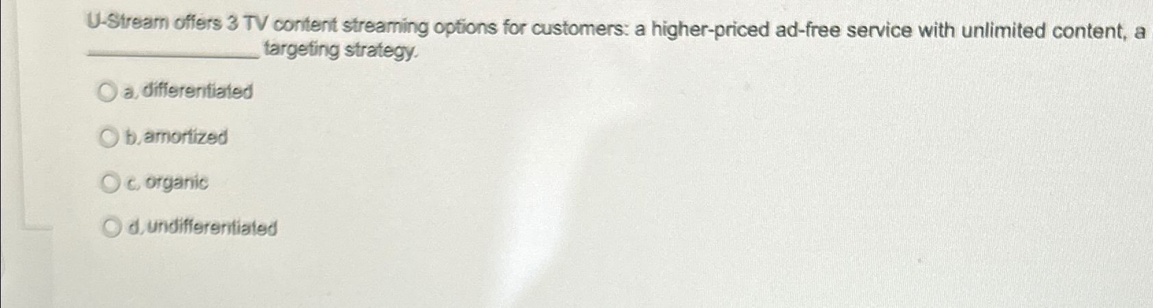  U-Stream offers 3 TV content streaming options for customers: a higher-priced