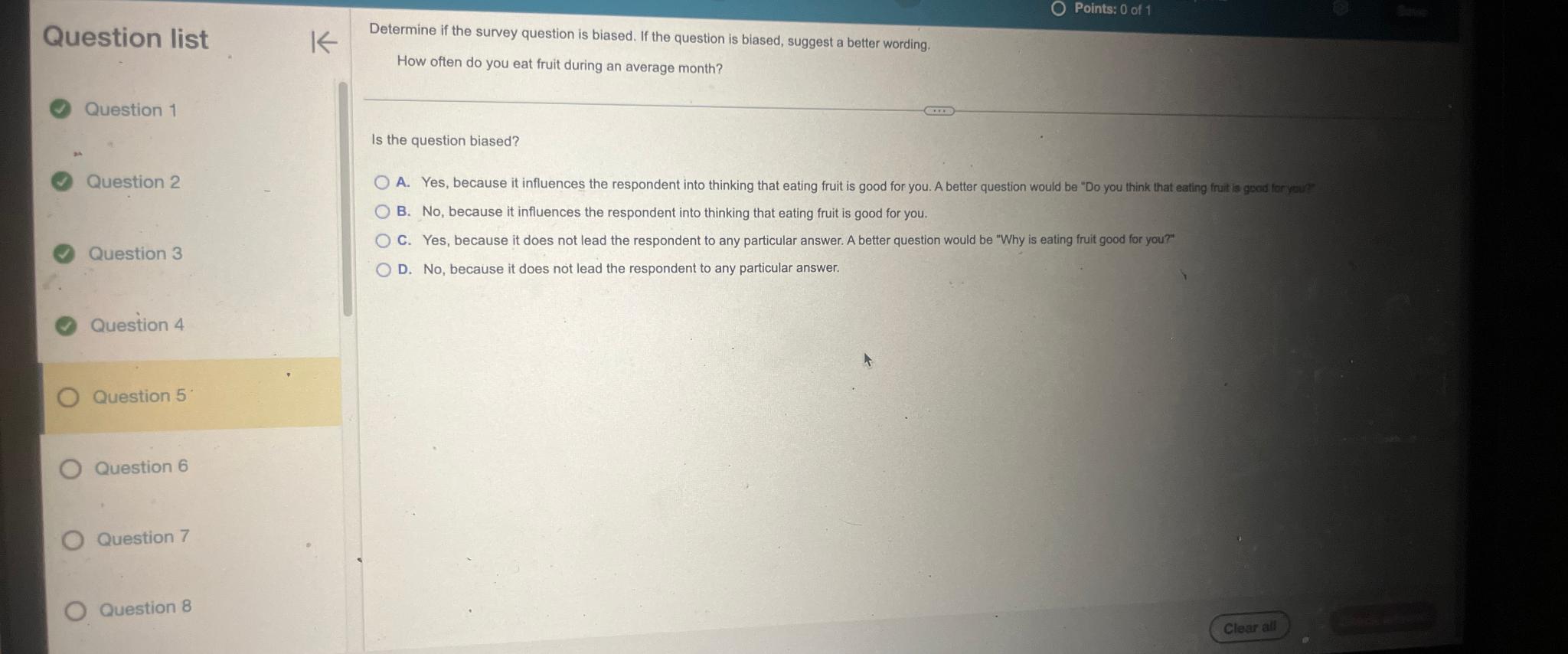  Question list Question 1 Question 2 Question 3 Question 4 Question
