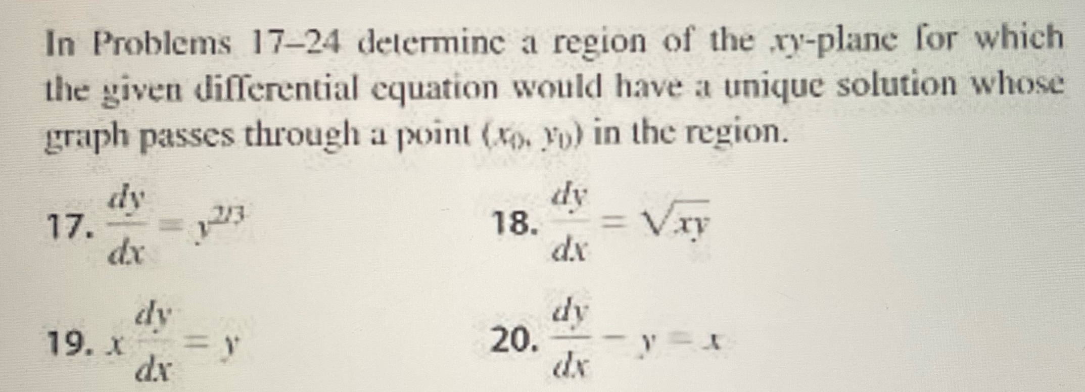 Please solve question 20 only In Problems 17-24 determine a region of
