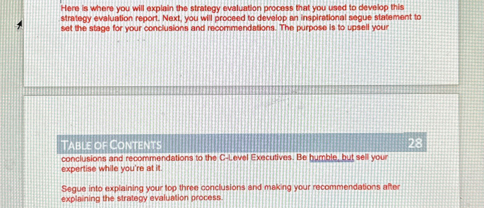  Here is where you will explain the strategy evaluation process that