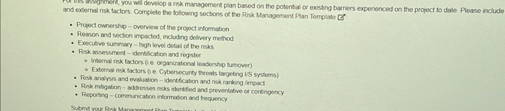  and external int, plan based on the potential or existing barriers