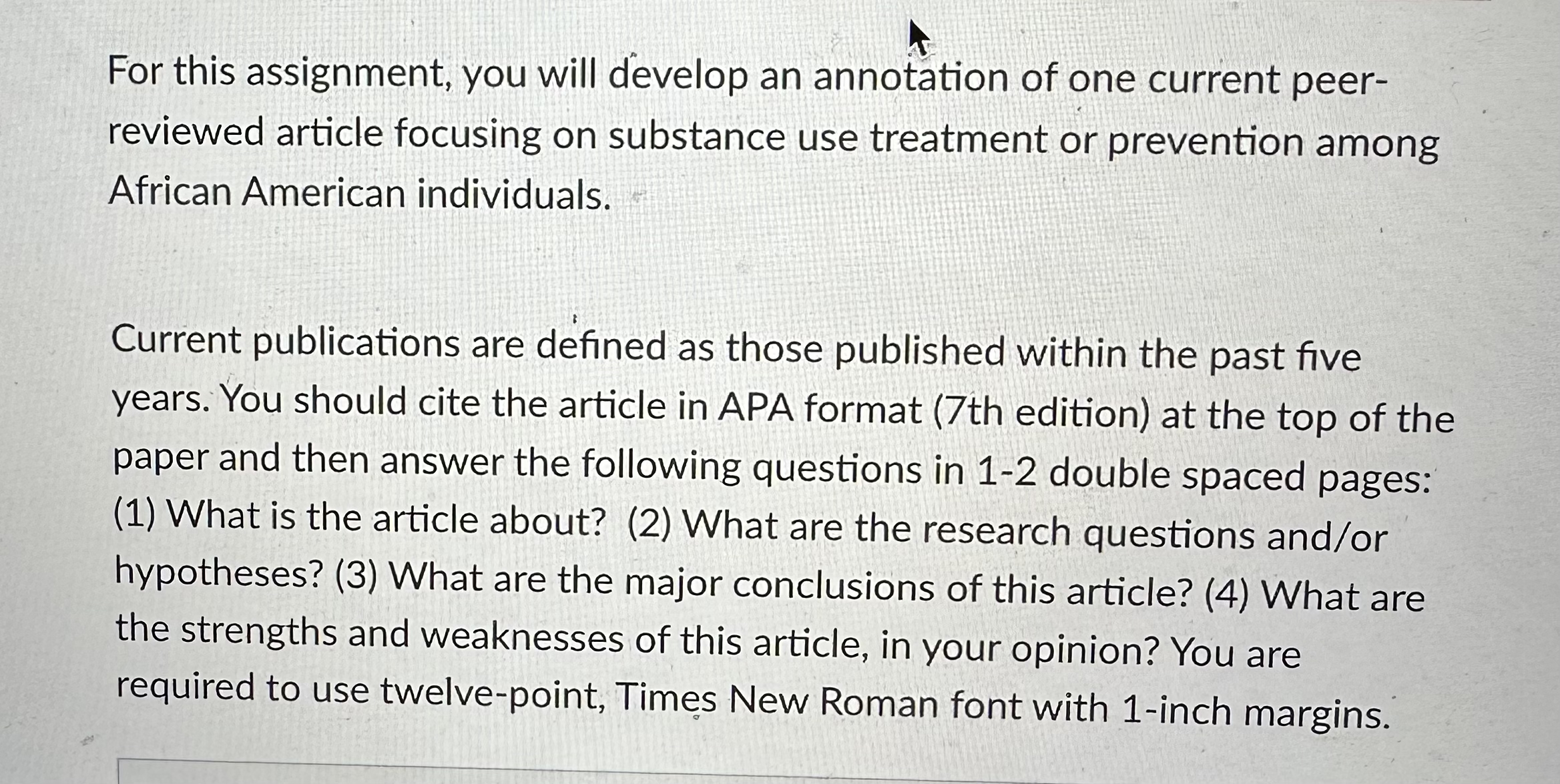  For this assignment, you will develop an annotation of one current