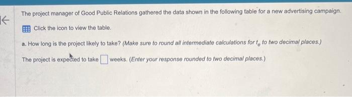  the table says time estimates(weeks) it got cut off The project