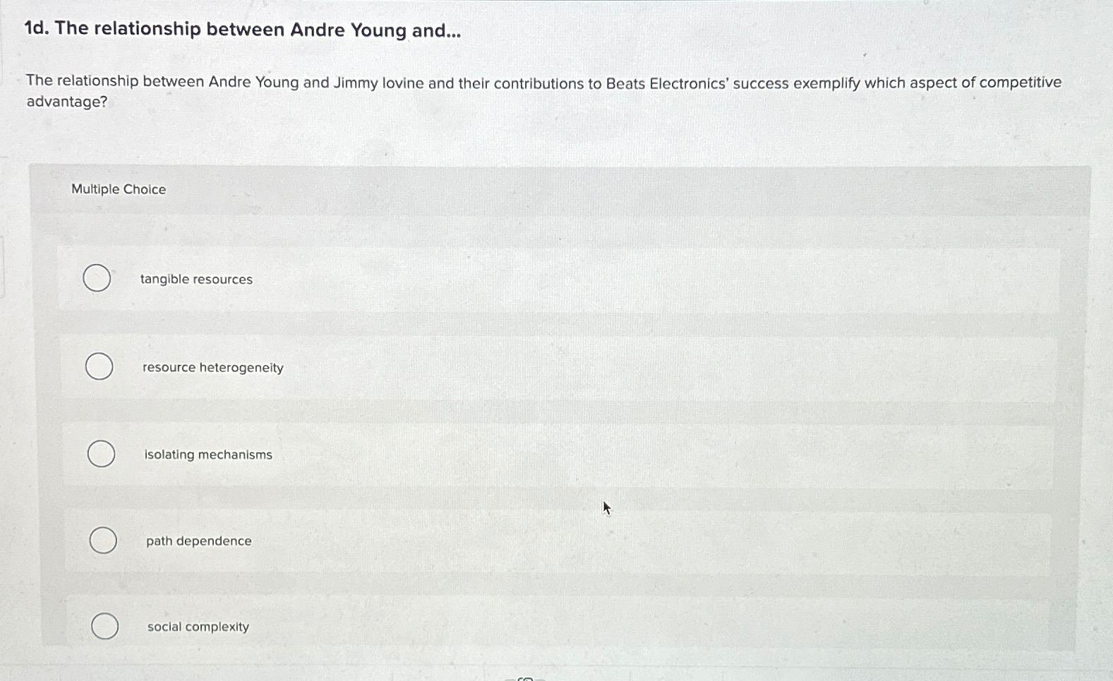  1d. The relationship between Andre Young and... The relationship between Andre