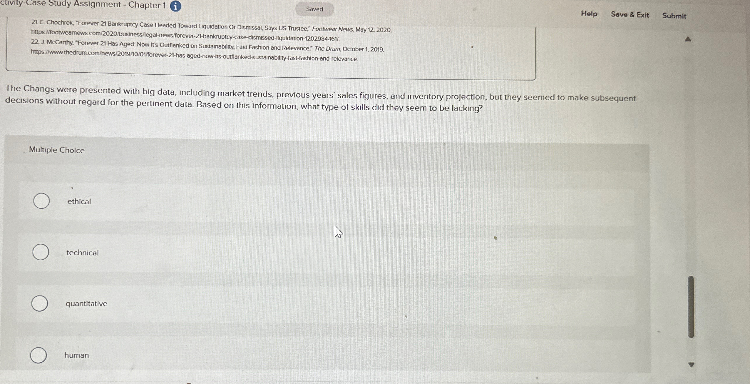  ctivity-Case Study Assignment - Chapter 1 i Saved Help Sove &