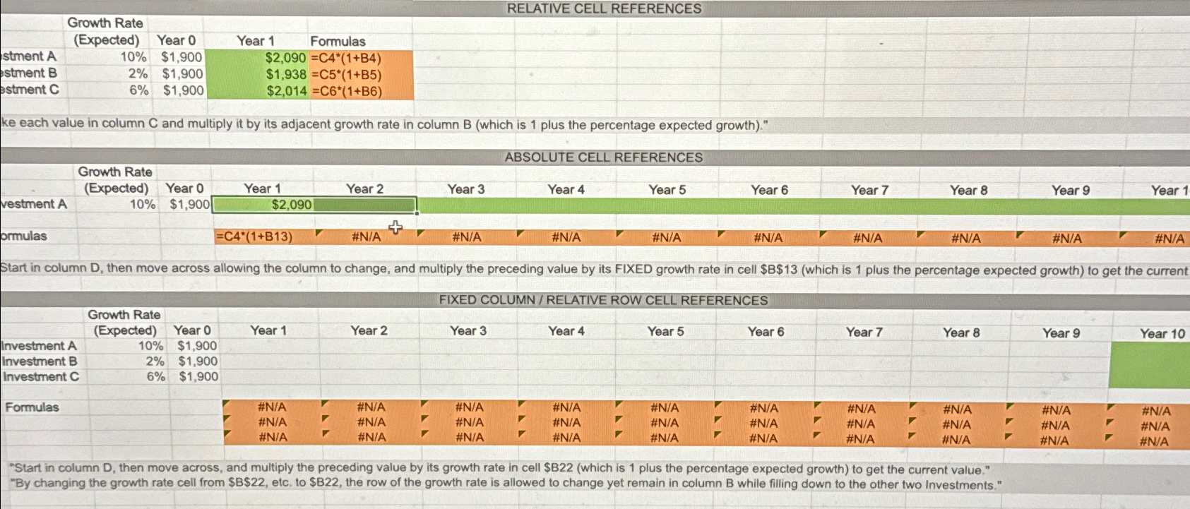  Start in column D, then move across allowing the column to