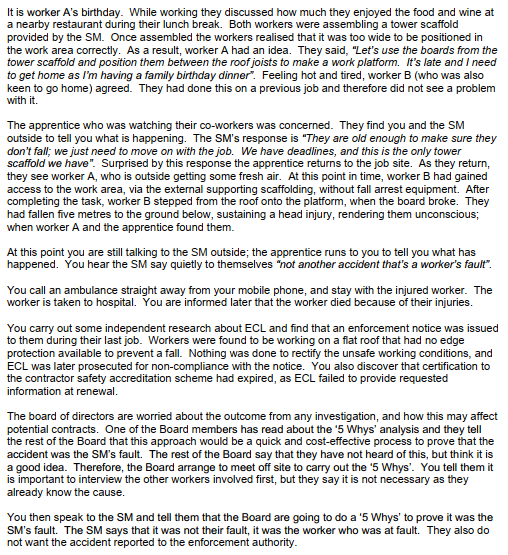 BELOW IS A SCENARIO USE IT TO ANSWER BELOW QUESTION. Questions It