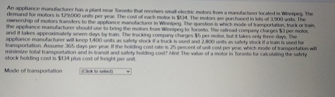  decnard for modors is 129000 units per yeac. The cost of