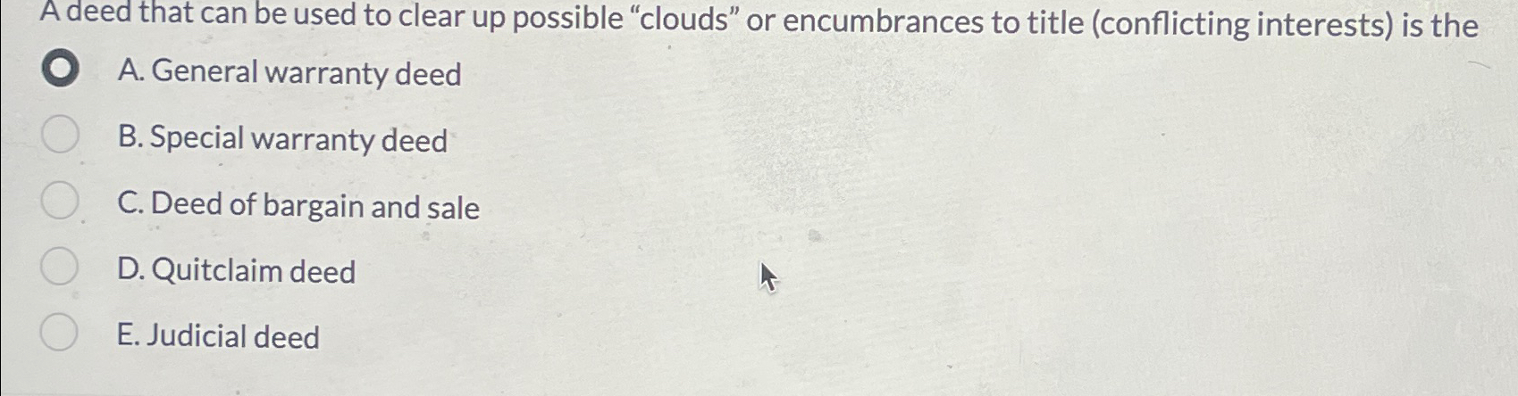  A deed that can be used to clear up possible "clouds"