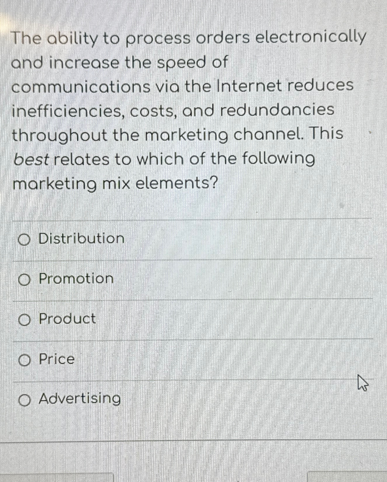  The ability to process orders electronically and increase the speed of