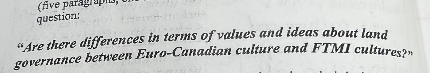  question: "Are there differences in terms of values and ideas about