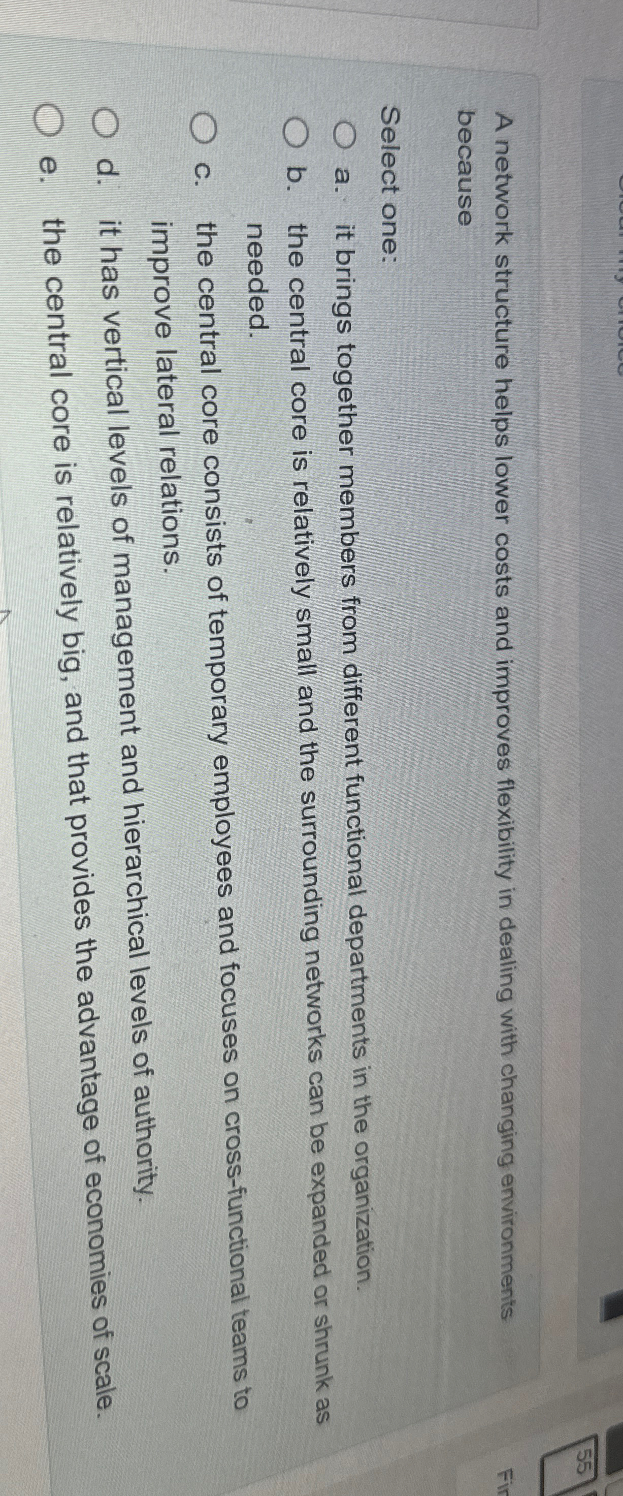  A network structure helps lower costs and improves flexibility in dealing