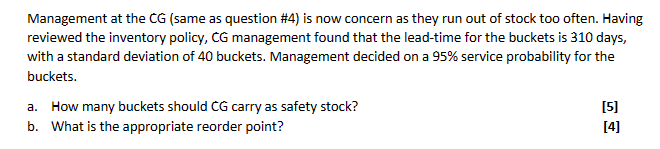 Management at the CG (same as question \#4) is now concern
