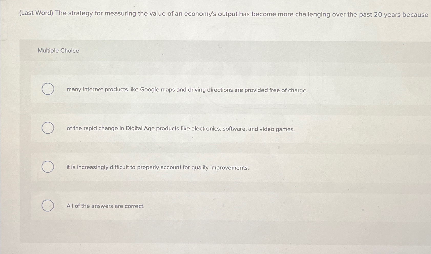  (Last Word) The strategy for measuring the value of an economy's
