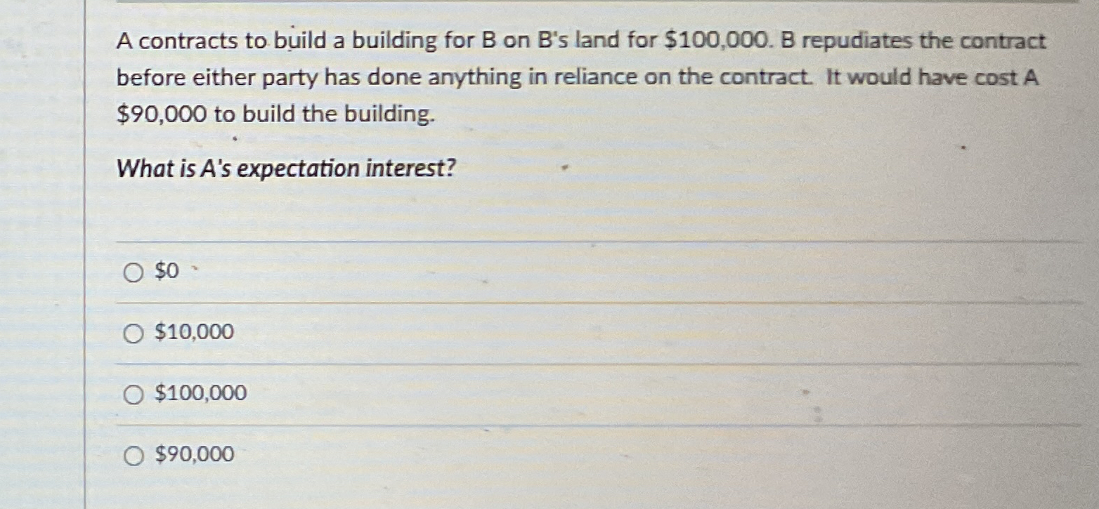  A contracts to build a building for B on B's land
