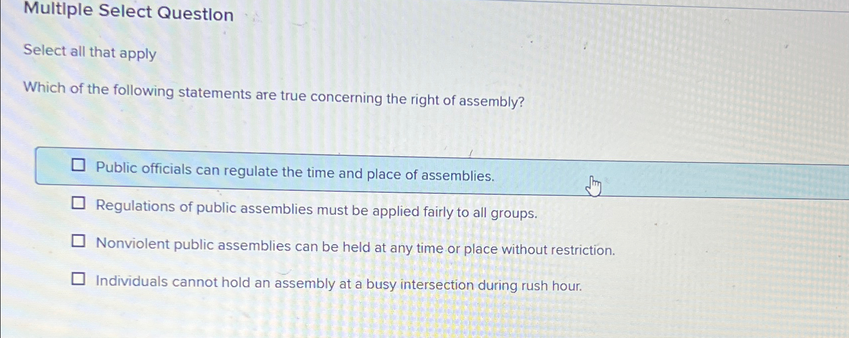  Multlple Select Question Select all that apply Which of the following