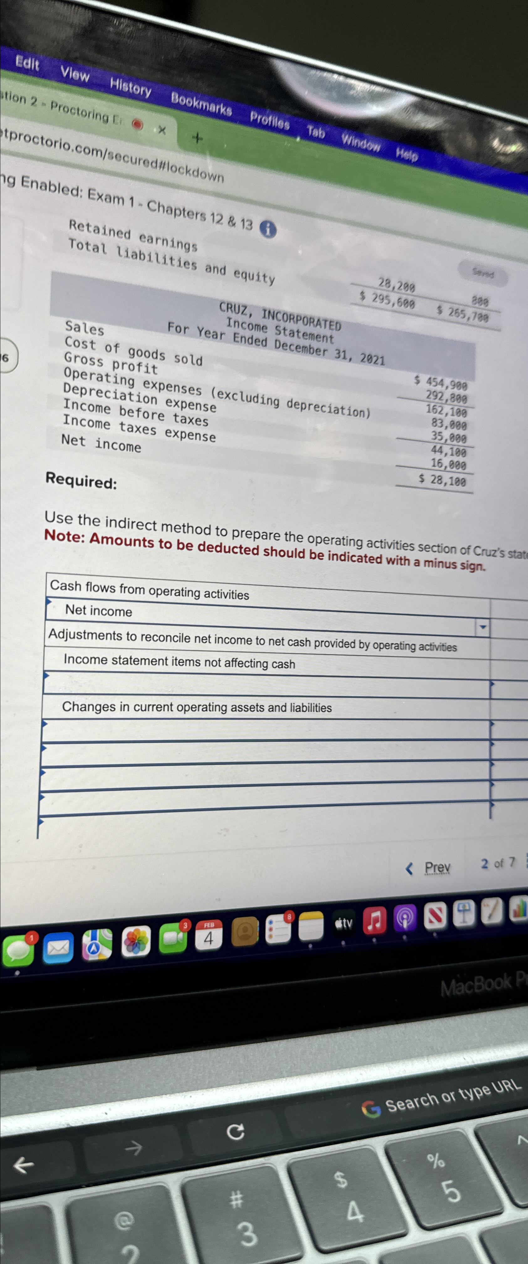  d: Exam 1. Chapters 12 & 13(i Retained earnings Total liabilities