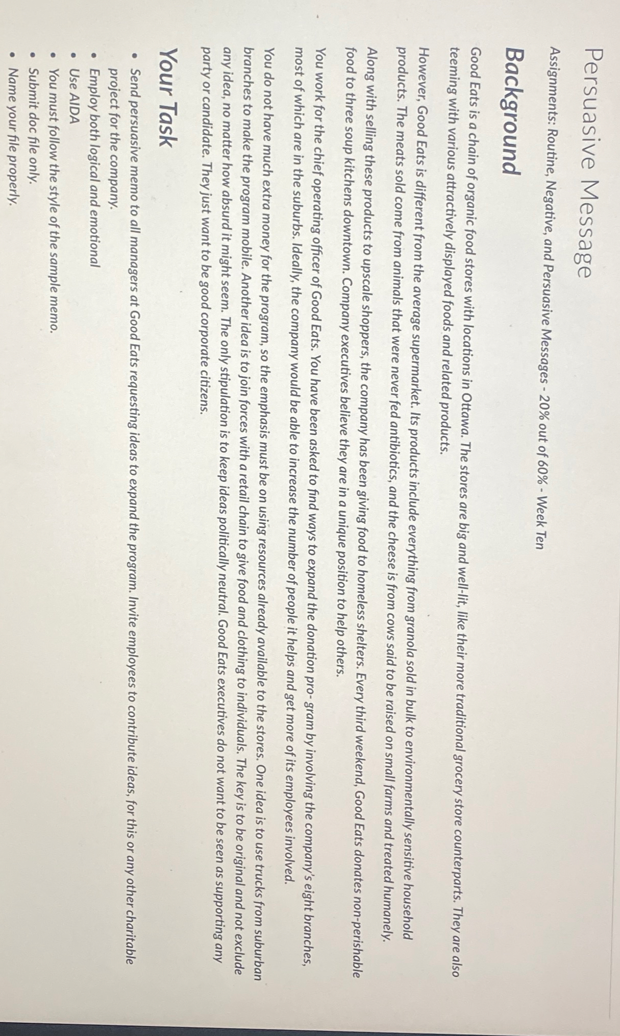  Persuasive Message Assignments: Routine, Negative, and Persuasive Messages -20% out of