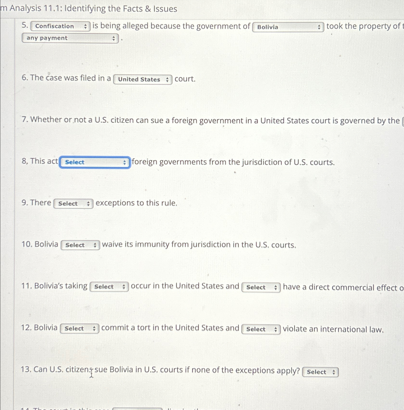  m Analysis 11.1: Identifying the Facts & Issues 5. is being