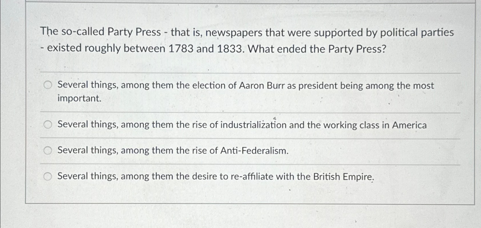  The so-called Party Press - that is, newspapers that were supported