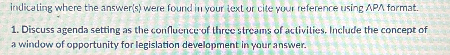  indicating where the answer(s) were found in your text or cite