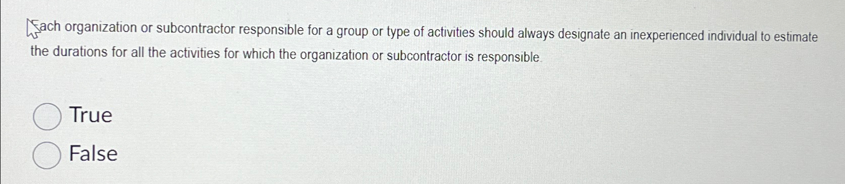  Fach organization or subcontractor responsible for a group or type of