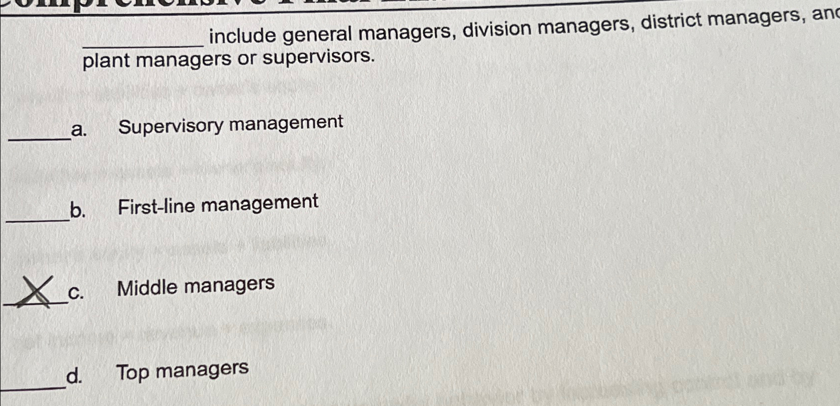  include general managers, division managers, district managers, an plant managers or