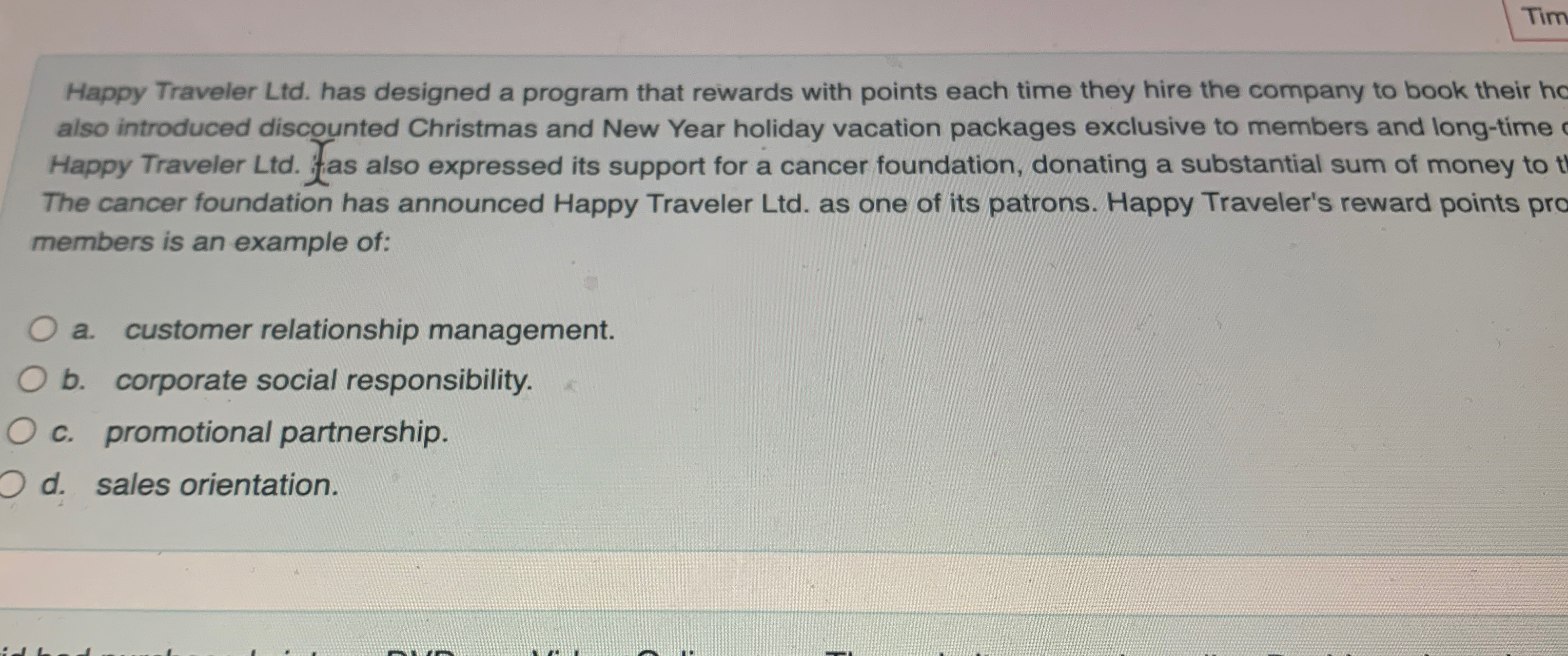  Happy Traveler Ltd. has designed a program that rewards with points
