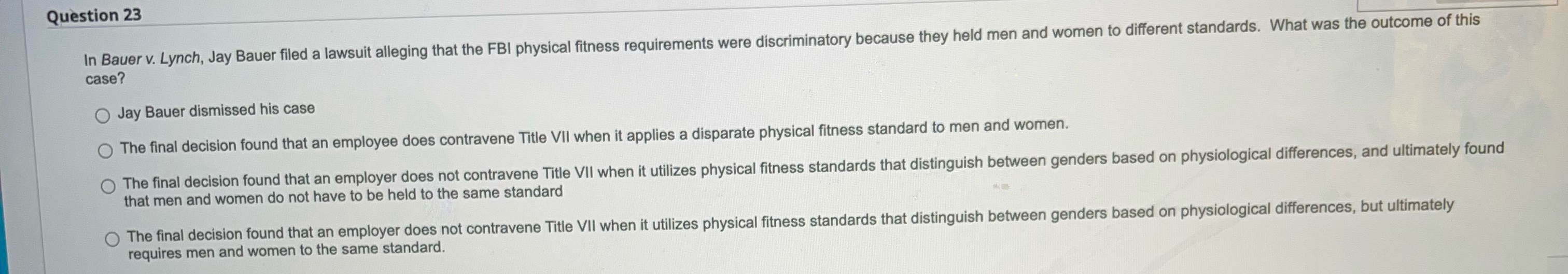  In Bauer v. Lynch, Jay Bauer filed a lawsuit alleging that